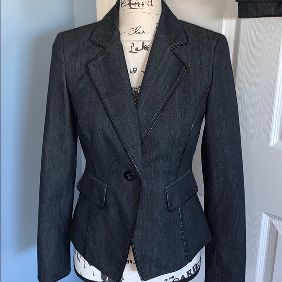 Nine West Jackets & Blazers - NINE WEST size 2 black jean material-like suit